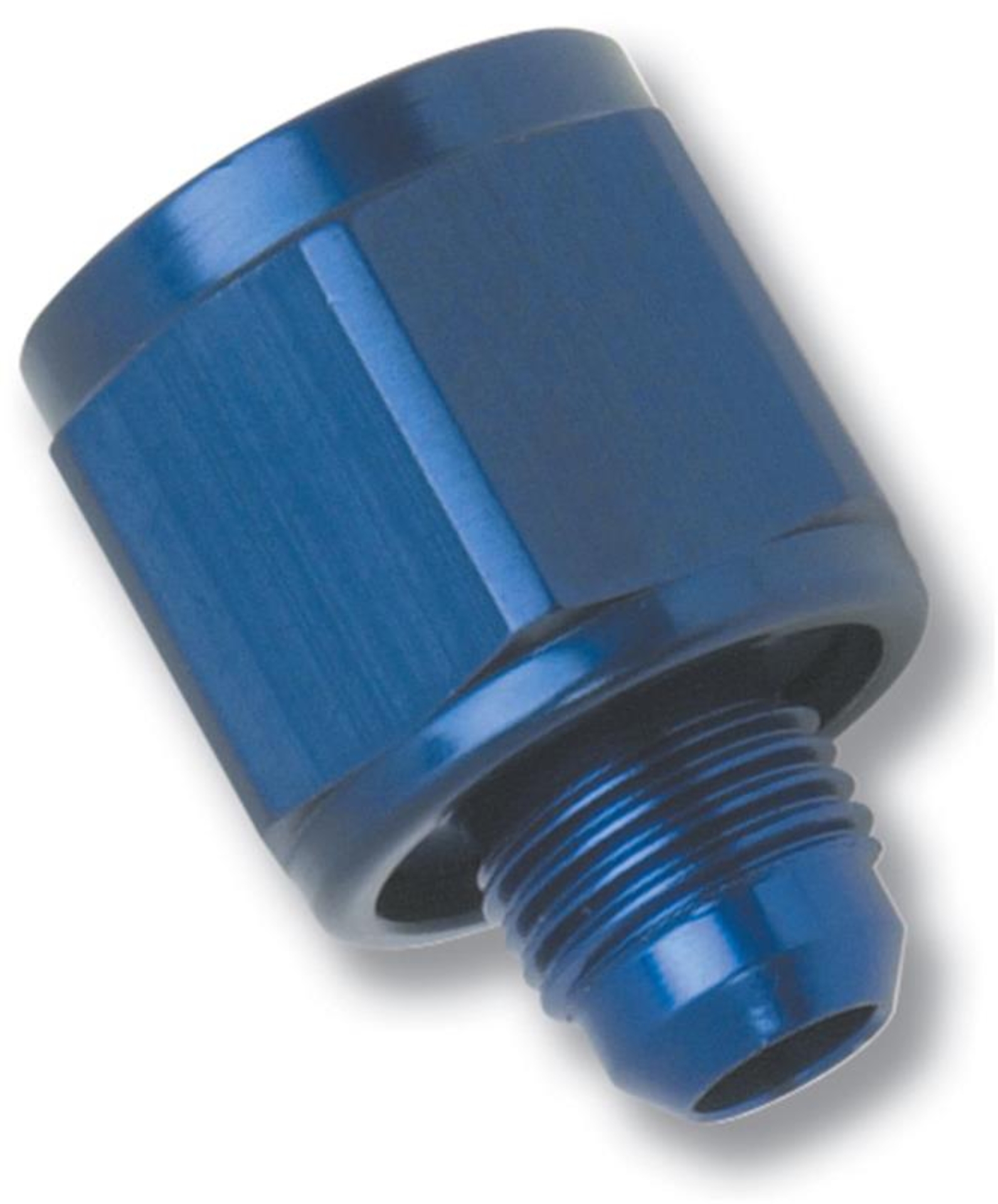 Picture of 12AN Female To 10AN Male B-Nut Flare Reducer Adapter Fitting With Blue Finish