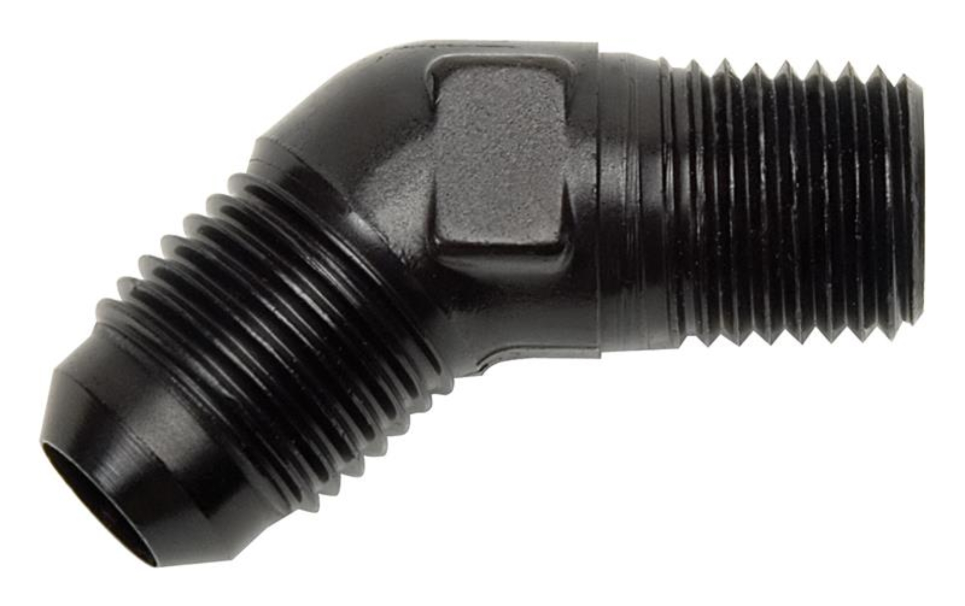 Picture of 6AN 45 Degree Flare To 1/8" Pipe Adapter Fitting With Black Finish