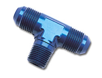 Picture of 6AN Flare To 3/8" Pipe Tee Adapter Fitting With Blue Finish