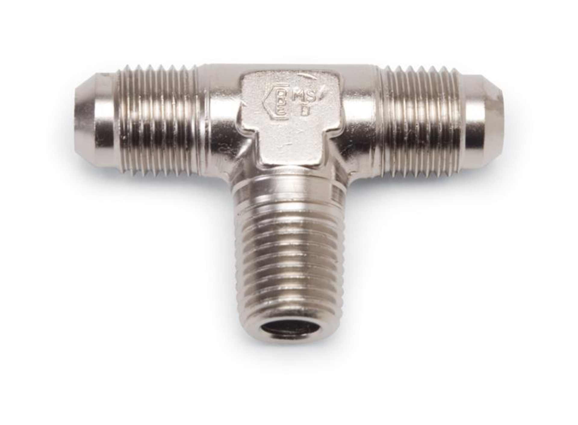 Picture of 6AN Flare To 3/8" Pipe Tee Adapter Fitting With Endura Finish