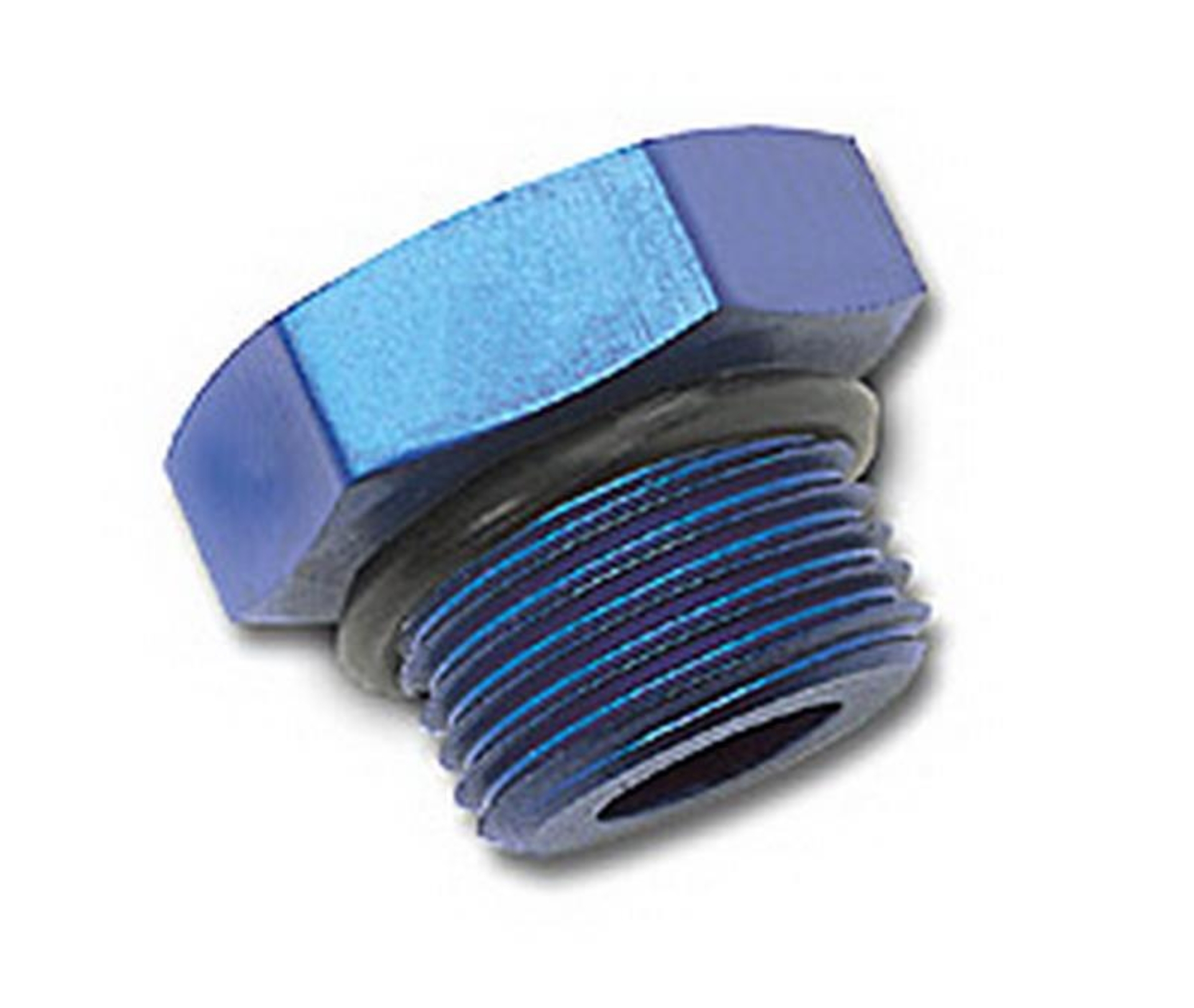 Picture of 6AN Straight Thread Plug Adapter Fitting And O-Ring With Blue Finish