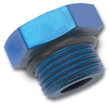 Picture of 8AN Straight Thread Plug Adapter Fitting And O-Ring With Blue Finish