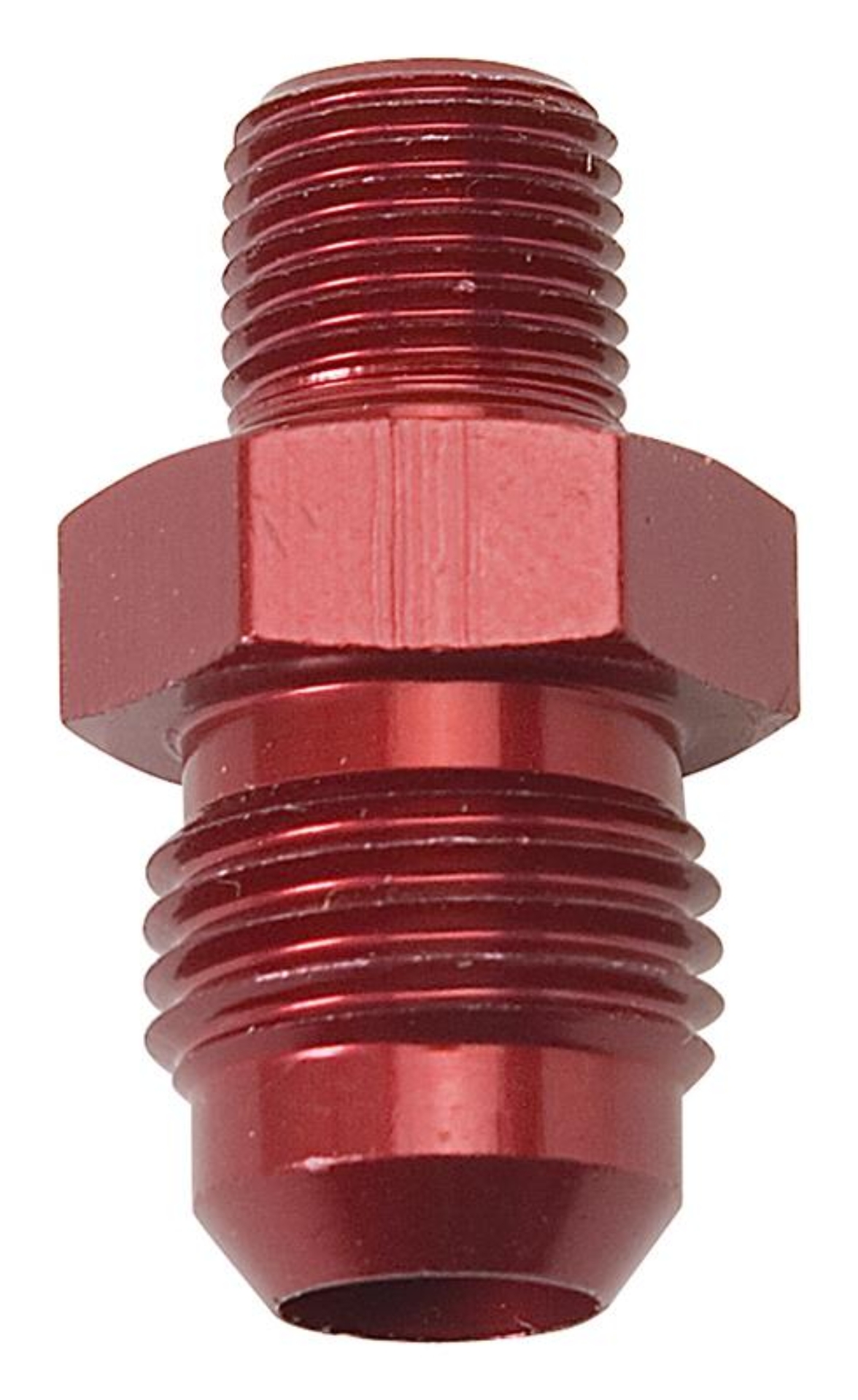 Picture of 6AN Flare To 1/8" NPT Straight Adapter Fitting with Red Finish