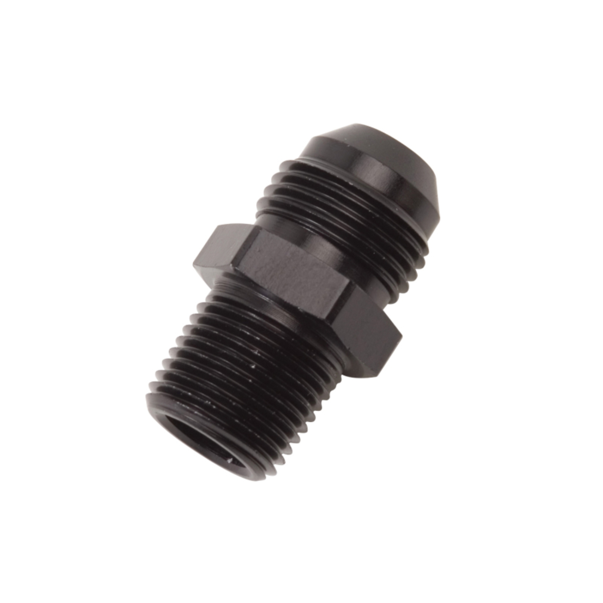 Picture of 6AN Flare x 3/8" NPT Straight Adapter Fitting With Black Finish