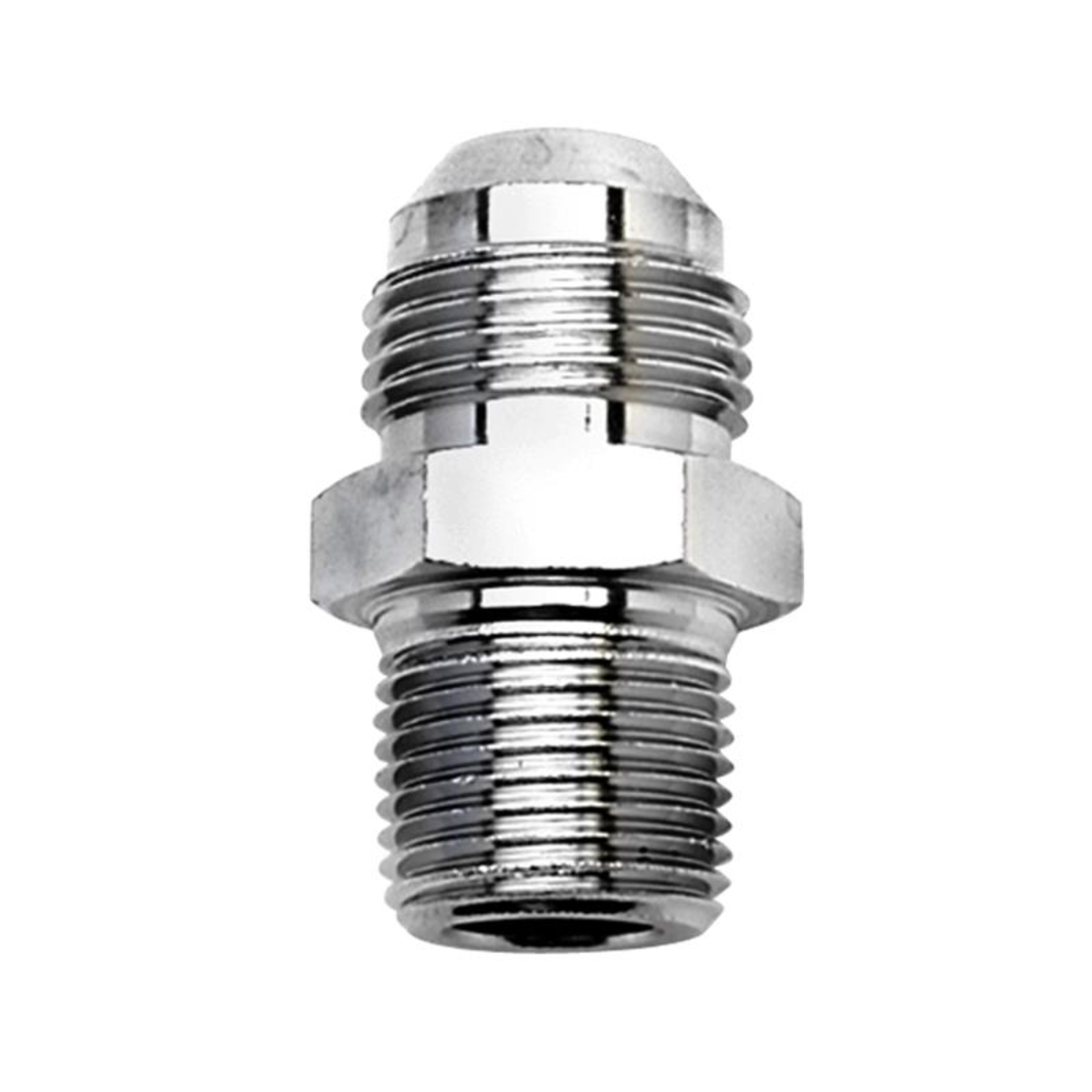 Picture of 8AN to 3/8" NPT Pipe Stainless Steel Adapter Fitting With Natural Finish