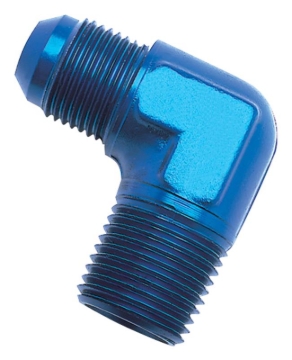 Picture of 4AN 90 Degree Flare To 1/4" Pipe Adapter Fitting With Blue Finish