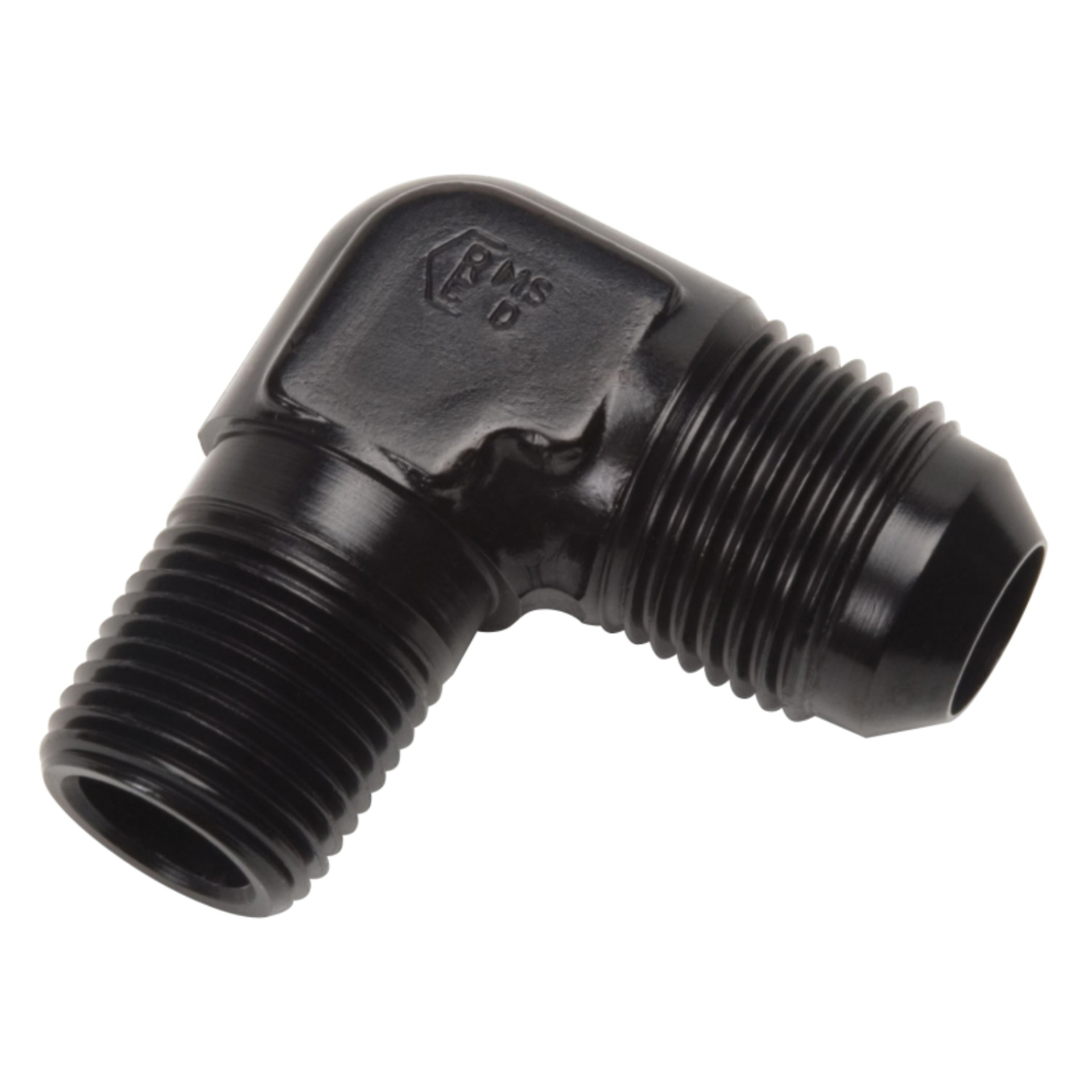 Picture of 6AN 90 Degree Flare To 3/8" Pipe Adapter Fitting With Black Finish