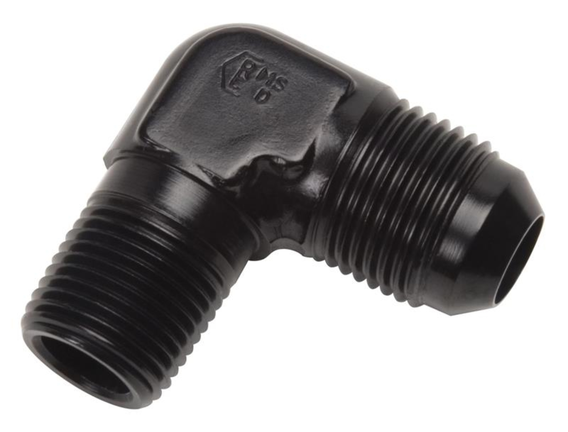 Picture of 8AN 90 Degree Flare To 3/8" Pipe Adapter Fitting With Black Finish