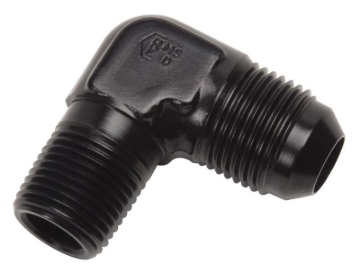 Picture of 8AN 90 Degree Flare To 3/8" Pipe Adapter Fitting With Black Finish