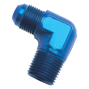 Picture of 12AN 90 Degree Flare To 3/4" Pipe Adapter Fitting With Blue Finish