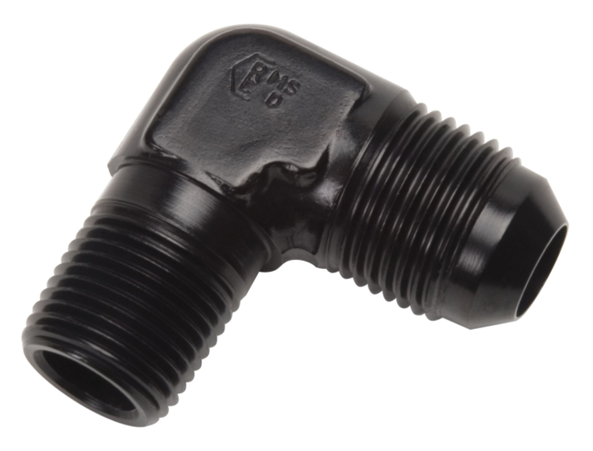 Picture of 12AN 90 Degree Flare To 1/2" Pipe Adapter Fitting With Black Finish