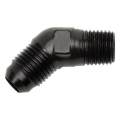 Picture of 8AN 45 Degree Flare To 3/8" Pipe Adapter Fitting With Black Finish