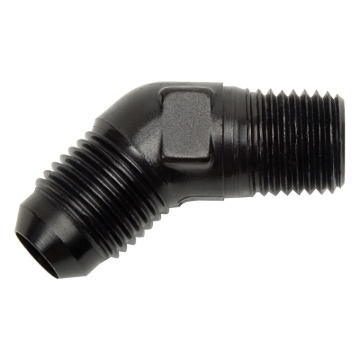 Picture of 8AN 45 Degree Flare To 3/8" Pipe Adapter Fitting With Black Finish