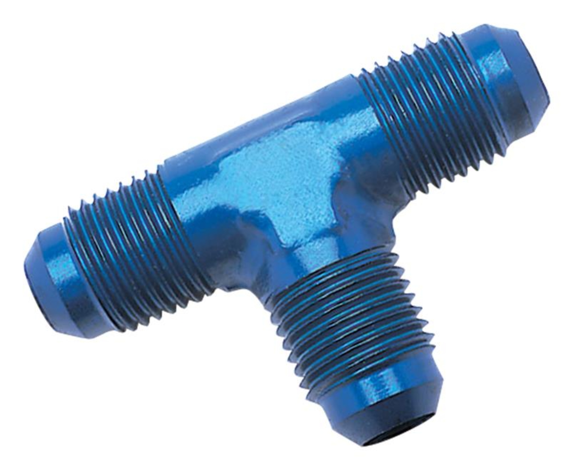 Picture of 8AN Flare Tee Adapter Fitting With Blue Finish