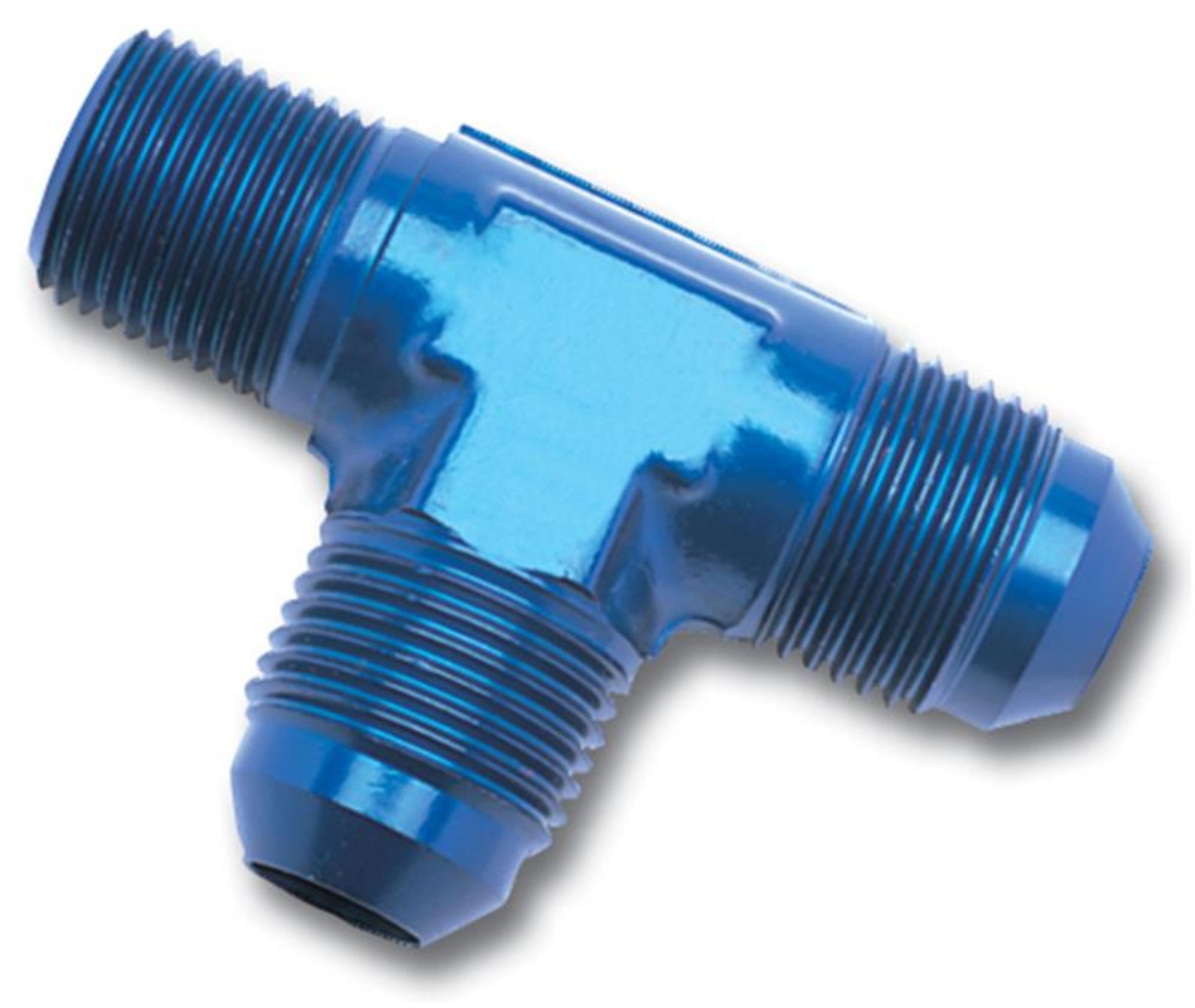 Picture of 12AN Flare To 3/4" Pipe Tee On Run Adapter Fitting With Blue Finish
