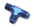 Picture of 6AN Flare To 1/4" Pipe Tee On Run Adapter Fitting With Blue Finish