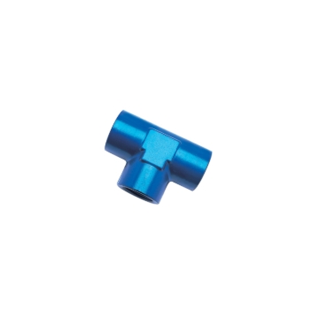 Picture of 1/4" Female NPT Pipe Tee Adapter Fitting With Blue Finish