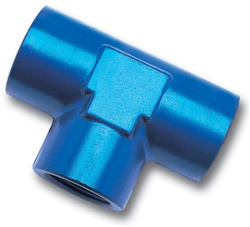 Picture of 1/2" Female NPT Pipe Tee Adapter Fitting With Blue Finish