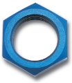 Picture of 3AN To 3/8" -24 Thread Bulkhead Nut Adapter Fitting With Blue Finish