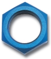 Picture of 3AN To 3/8" -24 Thread Bulkhead Nut Adapter Fitting With Blue Finish