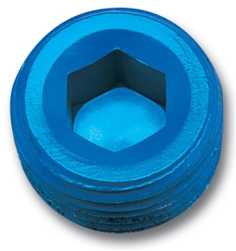 Picture of 1/4" Aluminum Allen Socket Plugs Adapter Fitting With Blue Finish