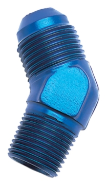 Picture of 6AN 45 Degree Flare To 3/8" Pipe Adapter Fitting With Blue Finish