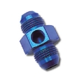 Picture of 6AN Flare Union Fuel Pressure Adapter With Blue Finish