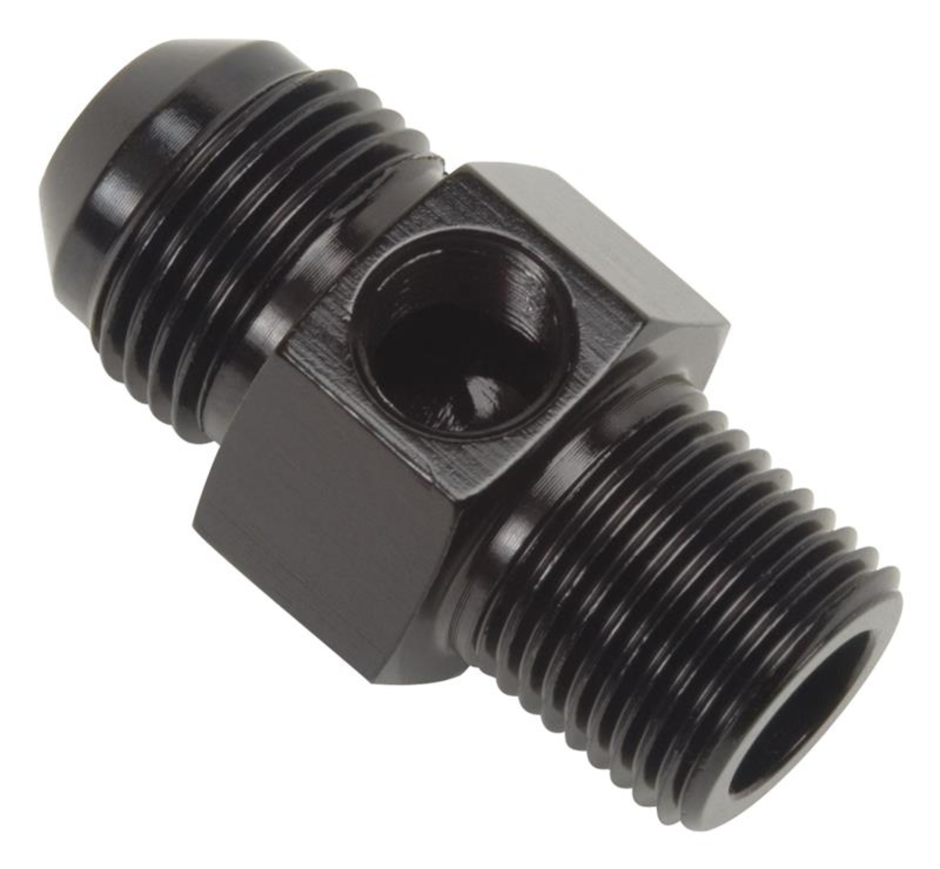 Picture of 6AN Flare To 3/8" Pipe Fuel Pressure Adapter With Black Finish