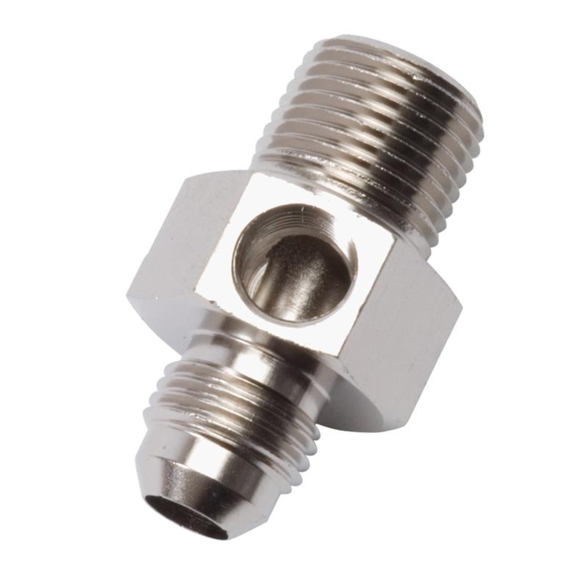 Picture of 8AN Flare To 3/8" Pipe Fuel Pressure Adapter With Endura Finish