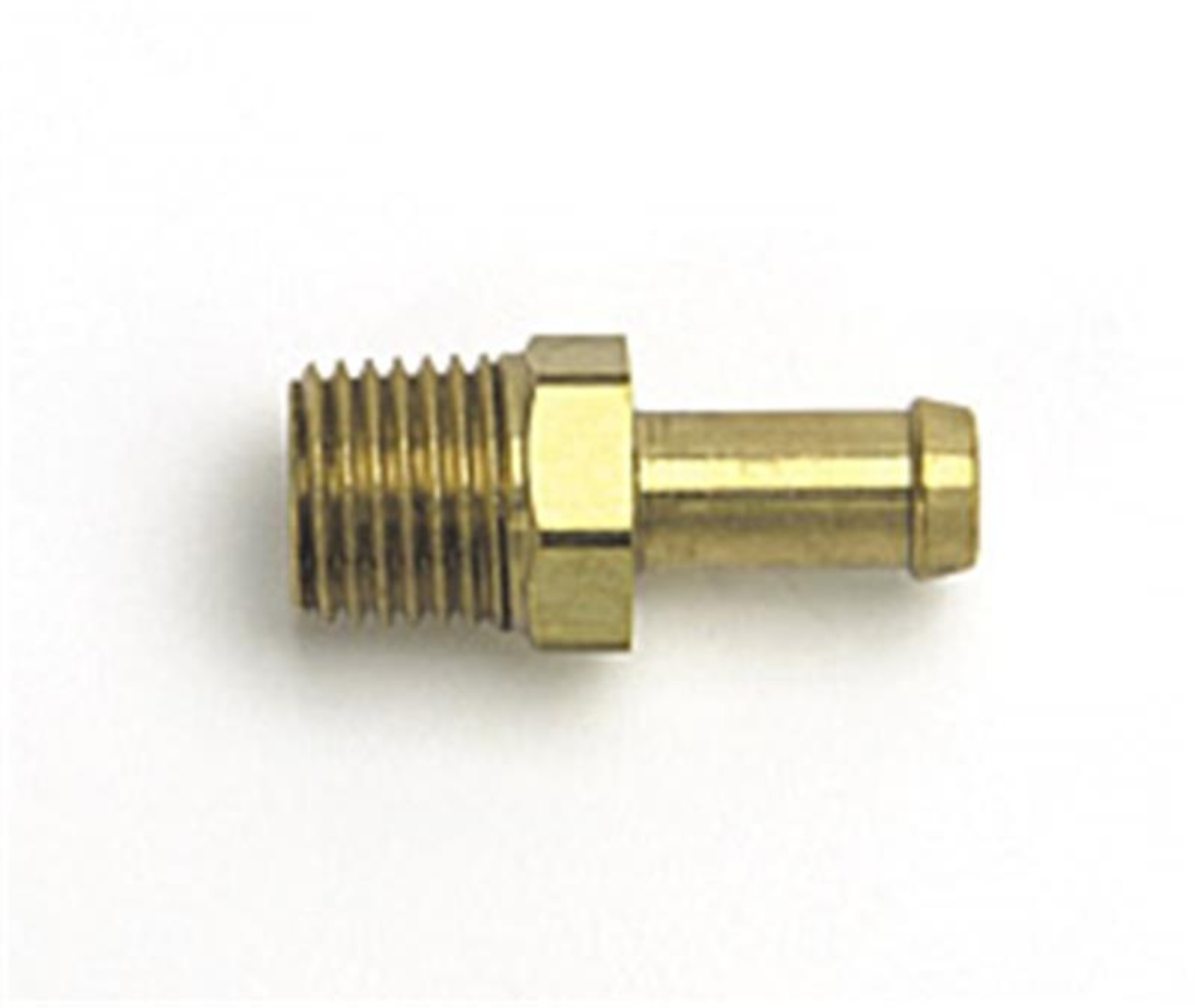 Picture of 1/4 NPT X 8mm (5/16") Hose Single Barb Edelbrock Manifold Brass Fitting