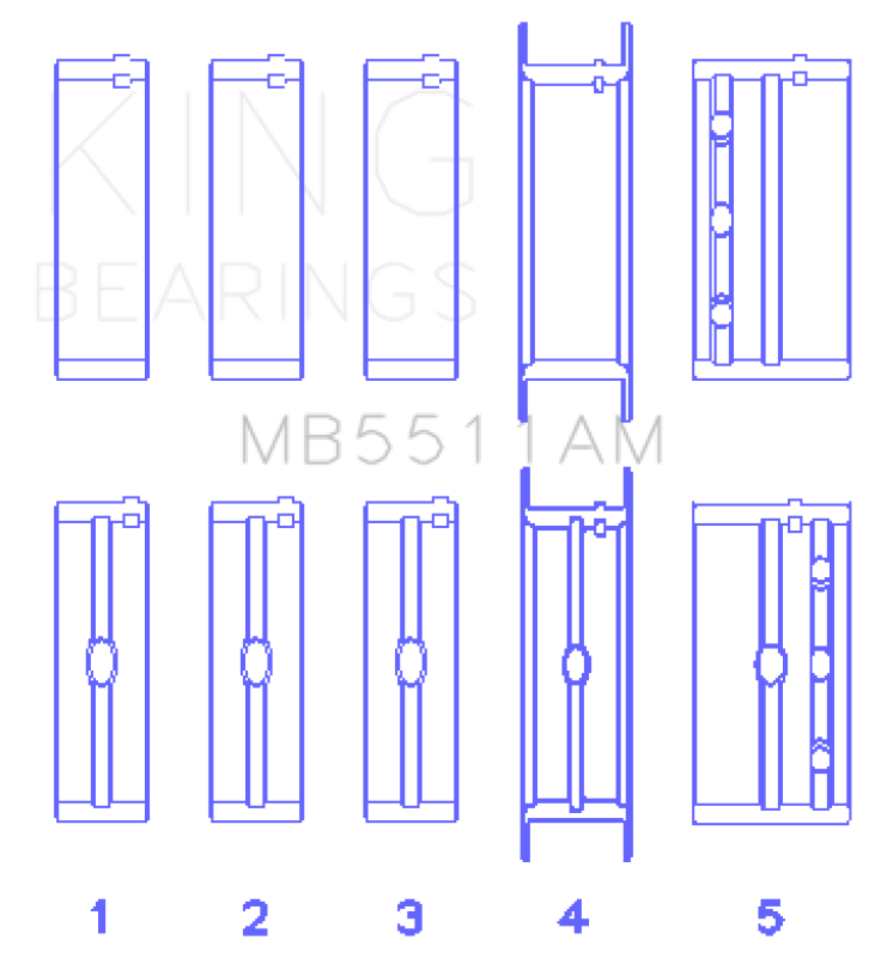 Picture of King Engine Bearings GM V8 OHV 16 Valve (Size STD) Main Bearing Set