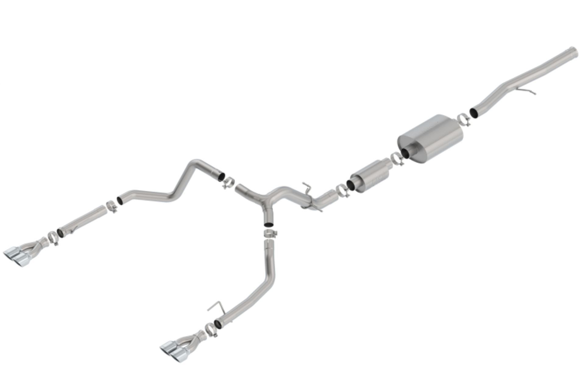 Picture of Borla 19 Chevrolet Silverado/GMC Sierra 1500 6.2L SS (S-Type) Catback Exhaust - Square Chrome Tips