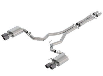 Picture of Borla 18-19 Ford Mustang GT 5.0L Coupe w/o Valves ATAK 3in Cat-Back Exhaust-Blk Carbon Fiber Tips