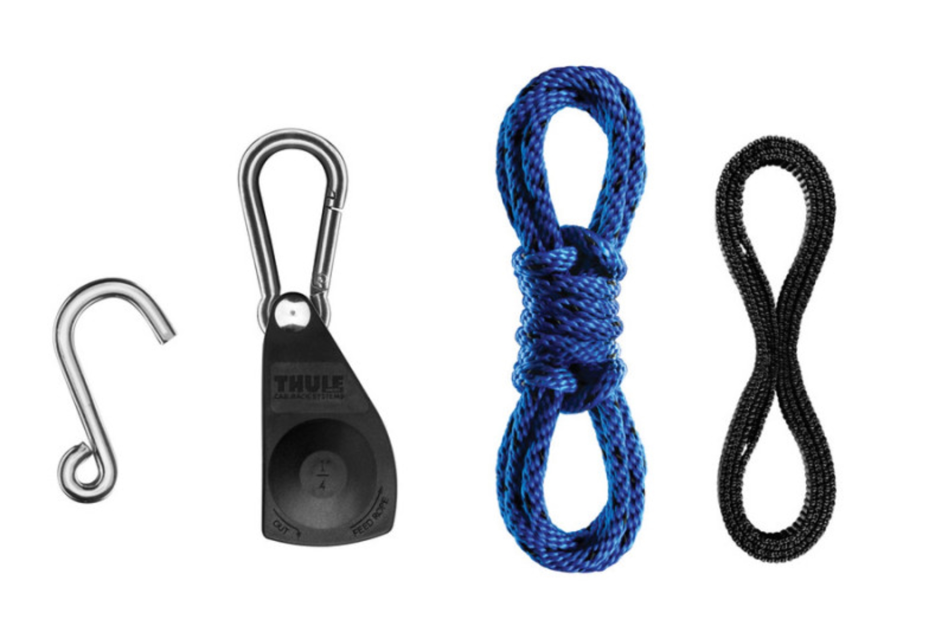 Picture of Thule QuickDraw Ratchet System (For Boat Bow/Stern) Includes (2) 13in. Rope & 4 Hooks - Black/Silver