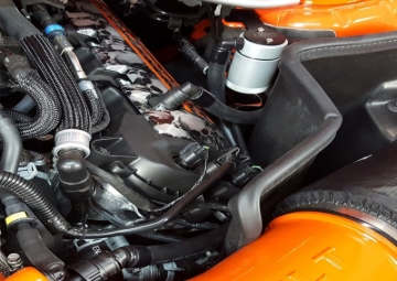 Picture of J&L 2011-2017 Ford Mustang GT Driver Side Oil Separator 3.0 - Clear Anodized