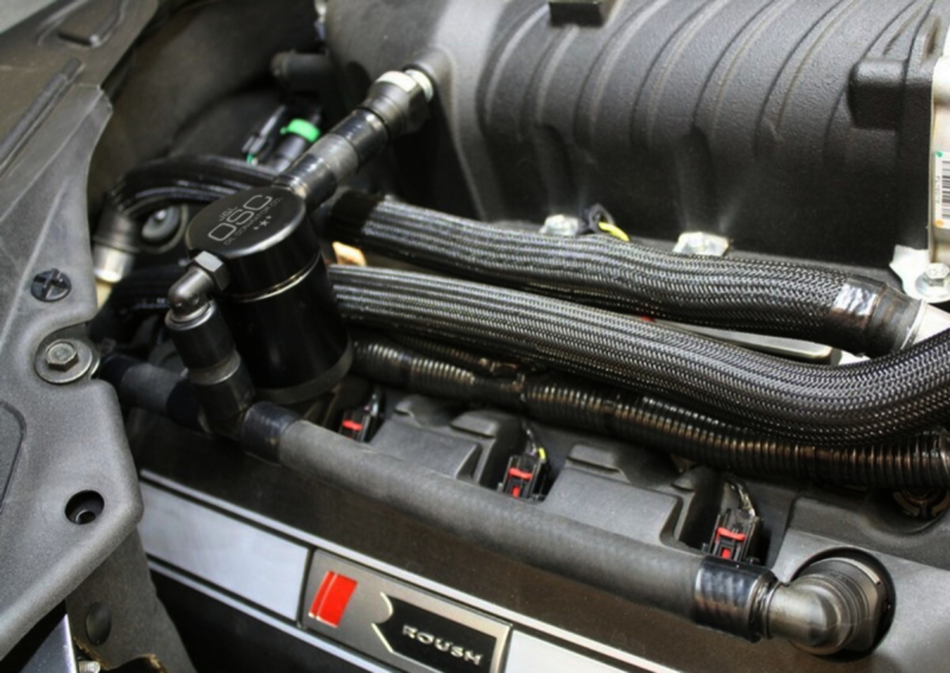 Picture of J&L 11-17 Ford Mustang GT (w/Roush/VMP S/C) Passenger Side Oil Separator 3.0 - Black Anodized