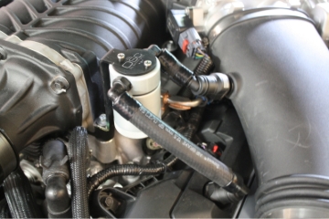 Picture of J&L 11-17 Ford Mustang GT (w/Roush/VMP Supercharger) Driver Side Oil Separator 3.0 - Clear Anodized