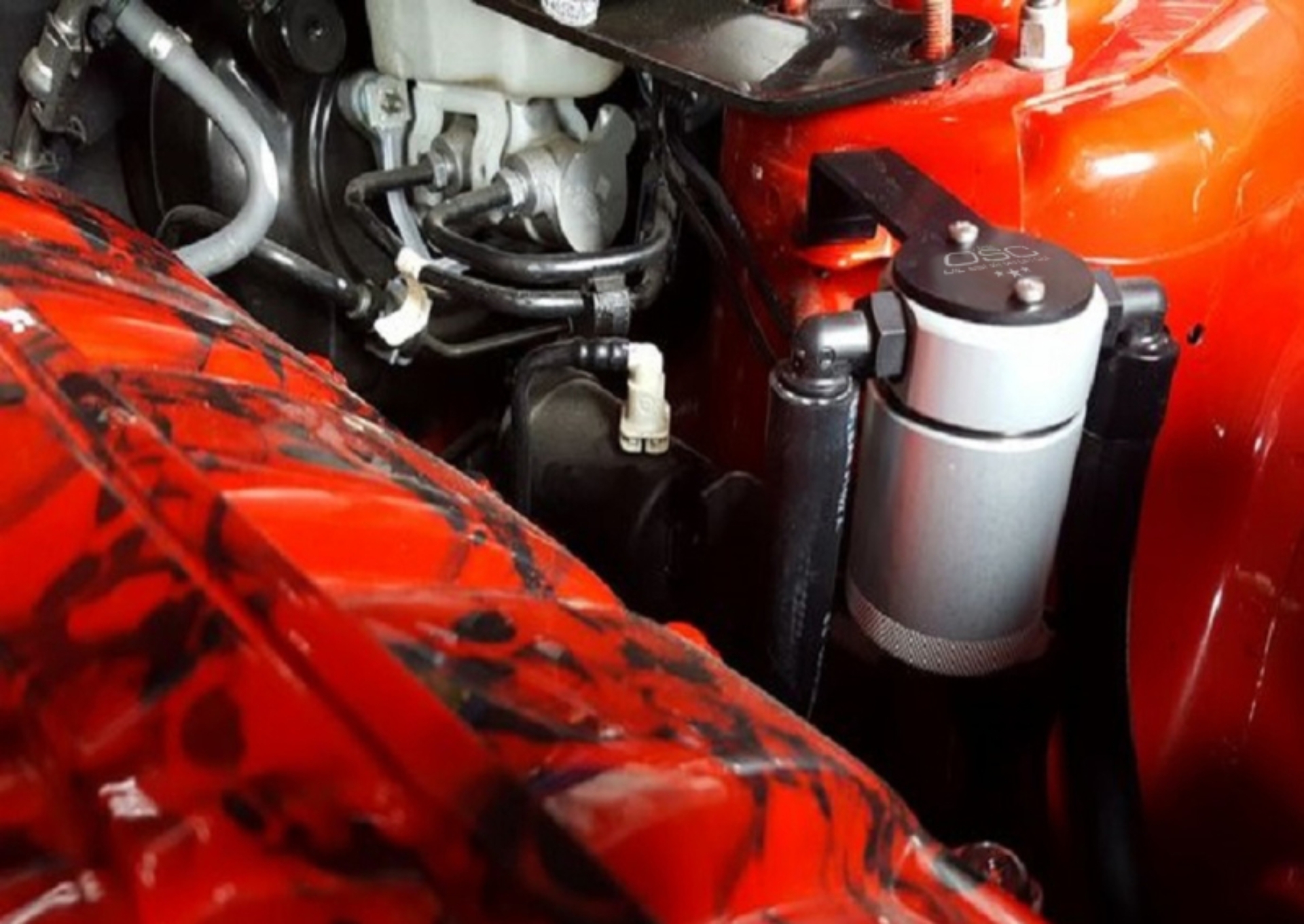 Picture of J&L 2015-2023 Ford Mustang EcoBoost Driver Side Oil Separator 3.0 - Clear Anodized