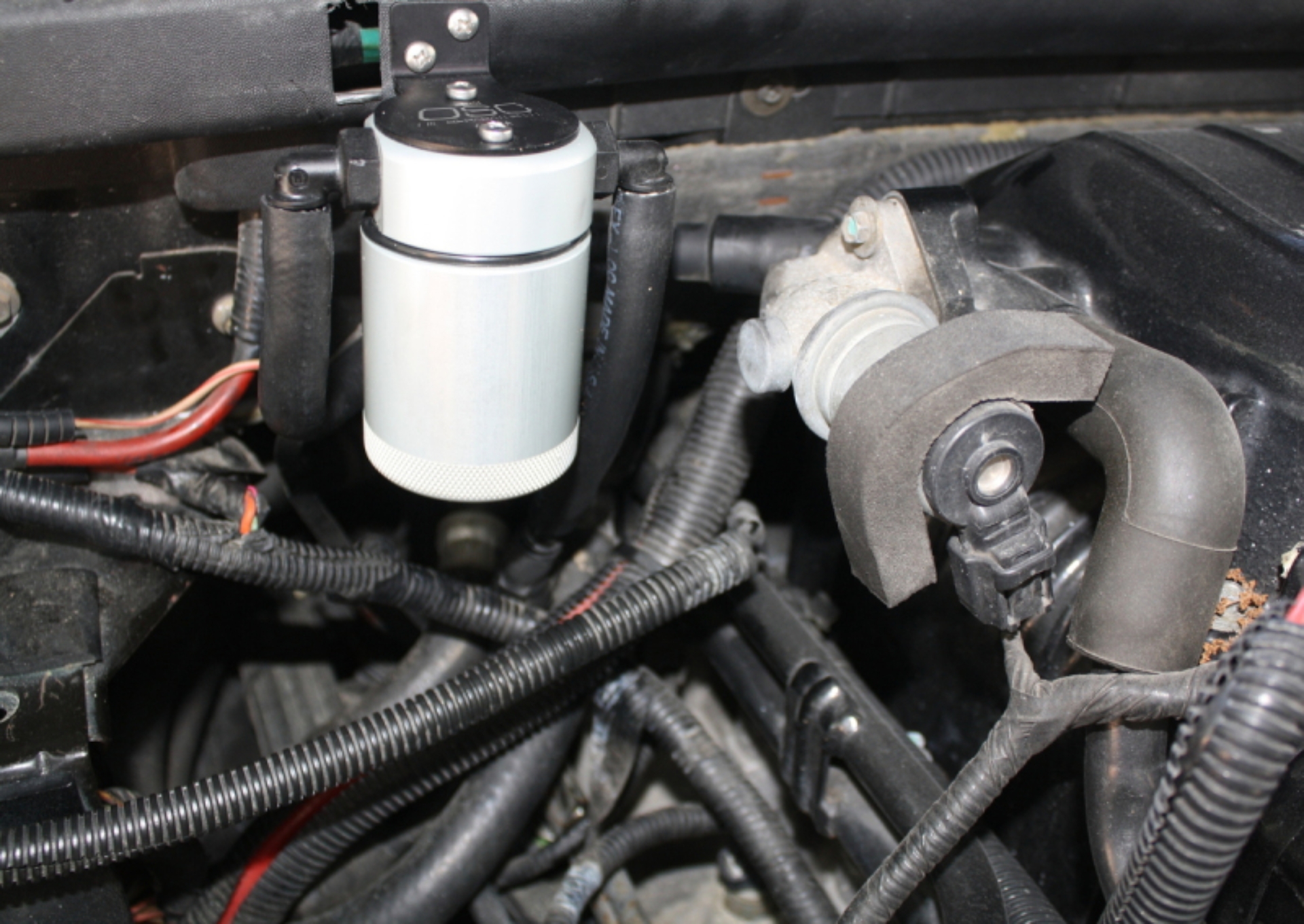 Picture of J&L 99-04 Ford Lightning Passenger Side Oil Separator 3.0 - Clear Anodized