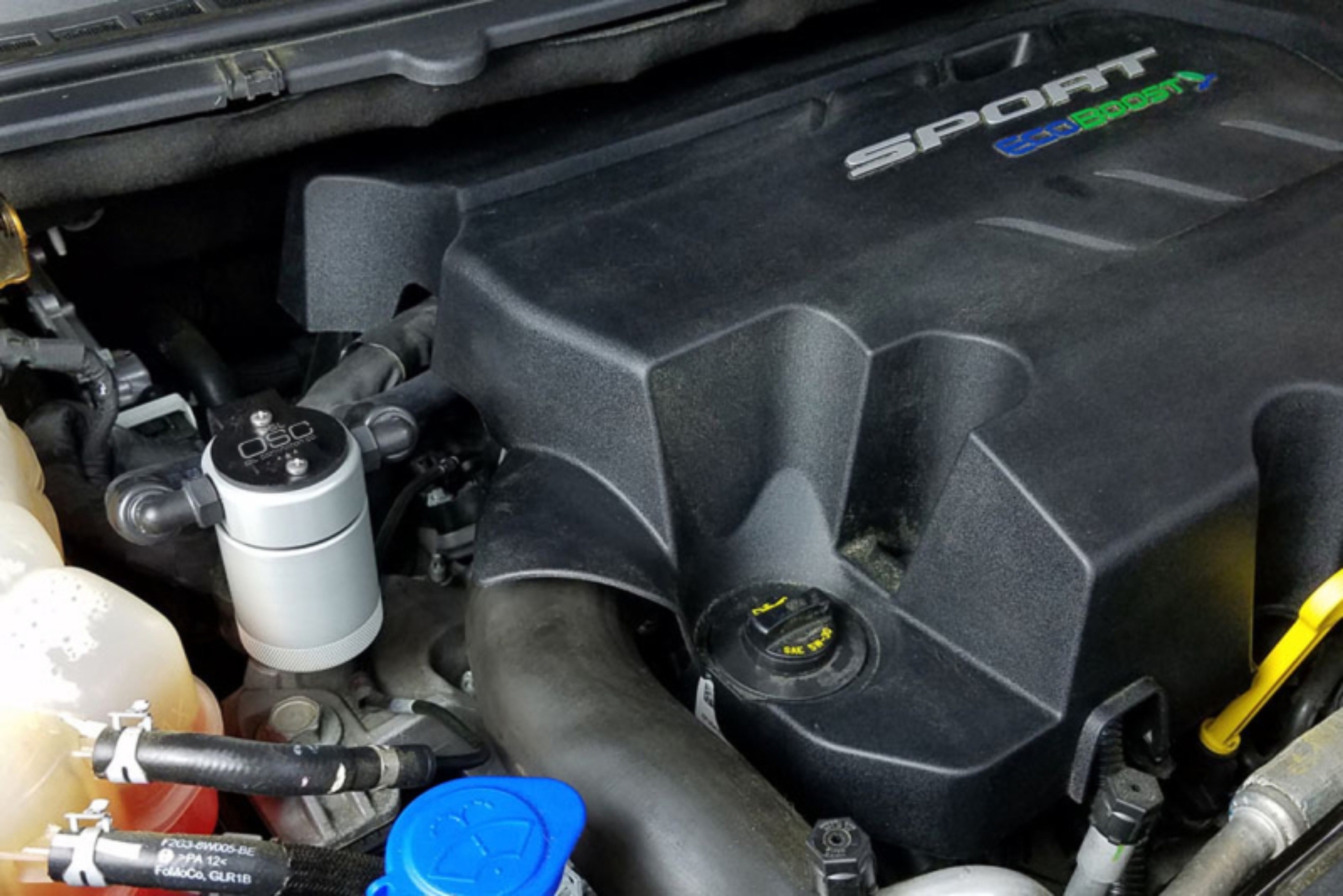 Picture of J&L 2015-2024 Ford Edge Sport/ST Passenger Side Oil Separator 3.0 - Clear Anodized