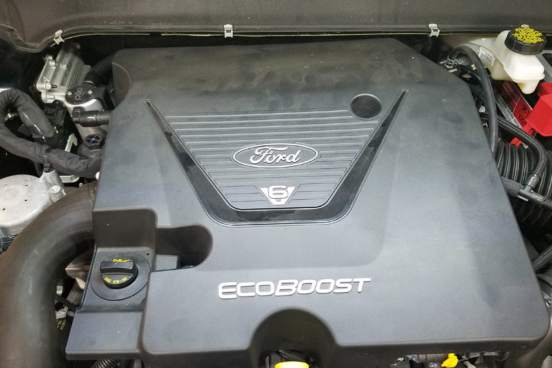 Picture of J&L 17-19 Ford Fusion Sport 2.7L Passenger Side Oil Separator 3.0 - Clear Anodized