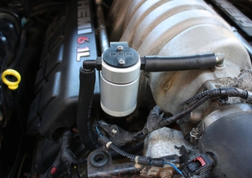 Picture of J&L 05-10 Dodge Charger 6.1L Hemi Passenger Side Oil Separator 3.0 - Black Anodized