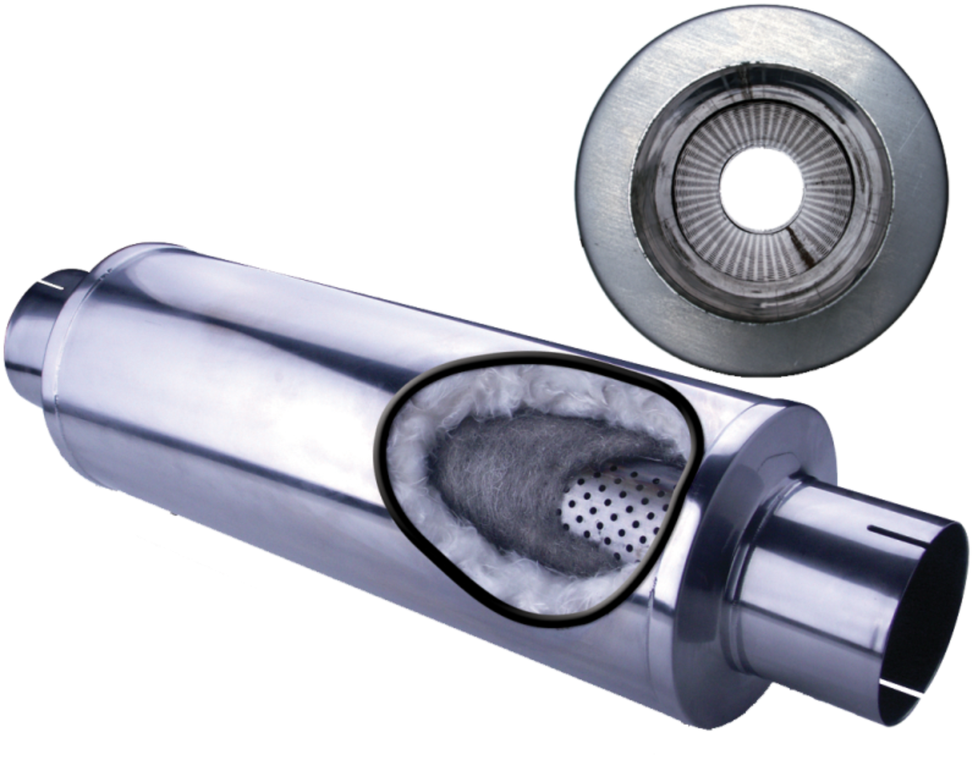 Picture of Diamond Eye MFLR 5inID SGL IN/SGL OUT 7inDIA X 24in BODY 30in LENGTH LOUVERED SLOTTED ENDS 409 SS
