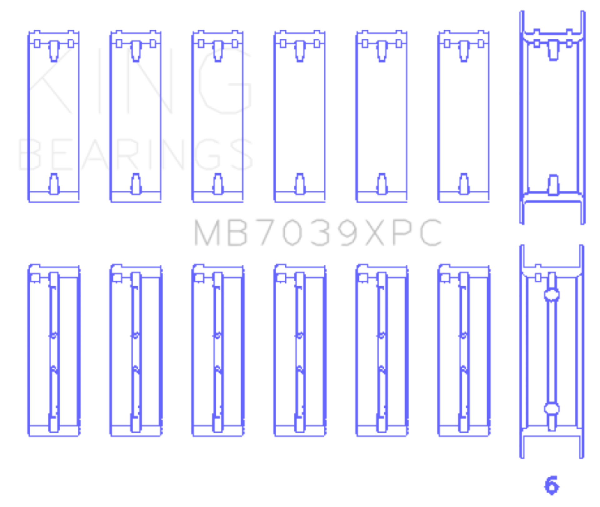 Picture of King BMW M20/M50 2.0L/2.5L/2.7L Crankshaft Main Bearings Set (Size .025) - 7 Pairs Coated