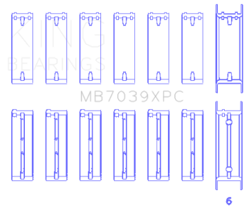 Picture of King Engine Bearings BMW M20/M50 2.0L/2.5L/2.7L Crankshaft Main Bearings Set - 7 Pairs Coated