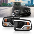 Picture of ANZO 09-18 Dodge Ram 1500 Plank Style Projector Headlights Black w/ Halo