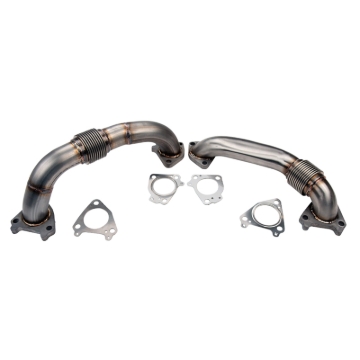 Picture of Wehrli 01-04 Chevrolet 6.6L Duramax LB7 2in Stainless Up Pipe Kit w/Gaskets - Single Turbo