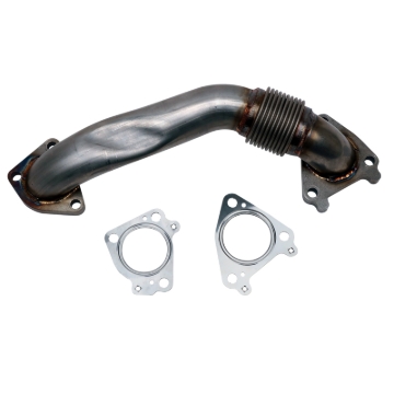 Picture of Wehrli 01-04 Chevrolet 6.6L Duramax LB7 2in Stainless Pass. Side Up Pipe w/Gaskets (Single Turbo)