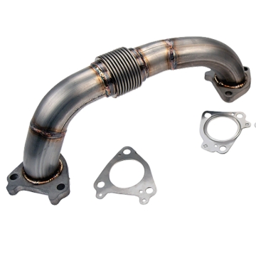 Picture of Wehrli 01-16 Chevrolet 6.6L Duramax 2in Stainless Driver Side Up Pipe w/Gaskets (Single/Twin Turbo)
