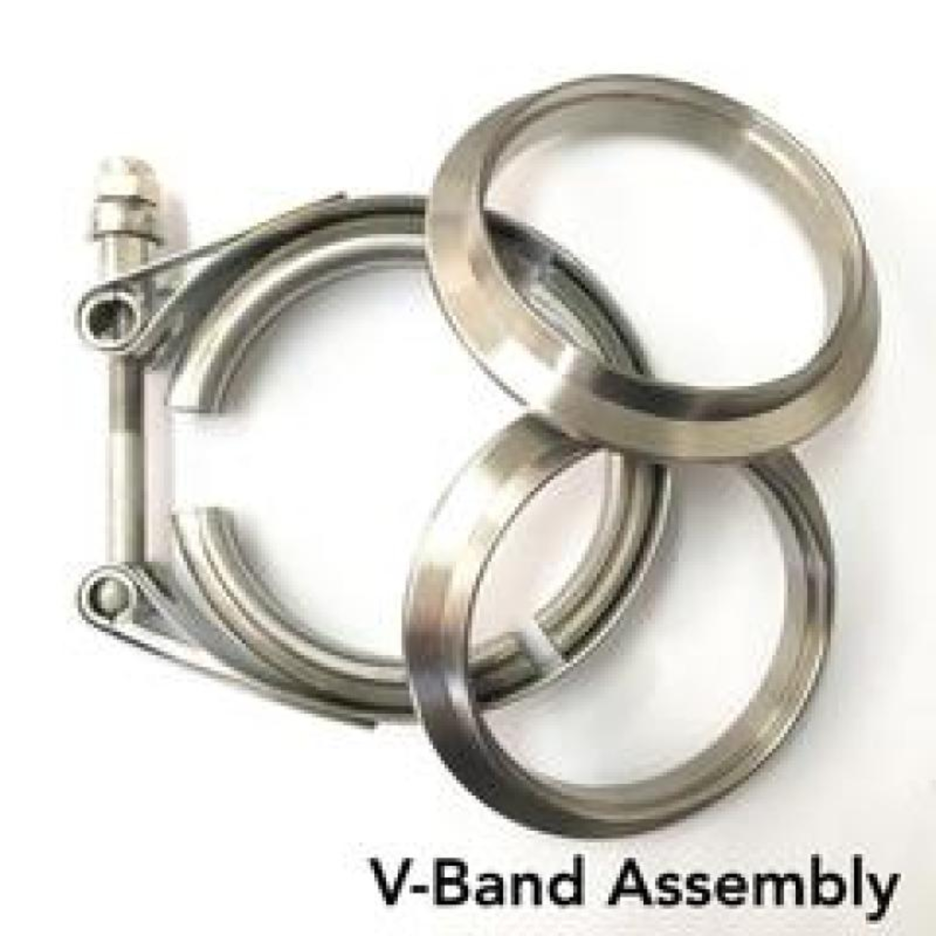 Picture of Ticon Industries 2in Titanium V-Band Clamp Assembly (2 Flanges/1 Clamp)